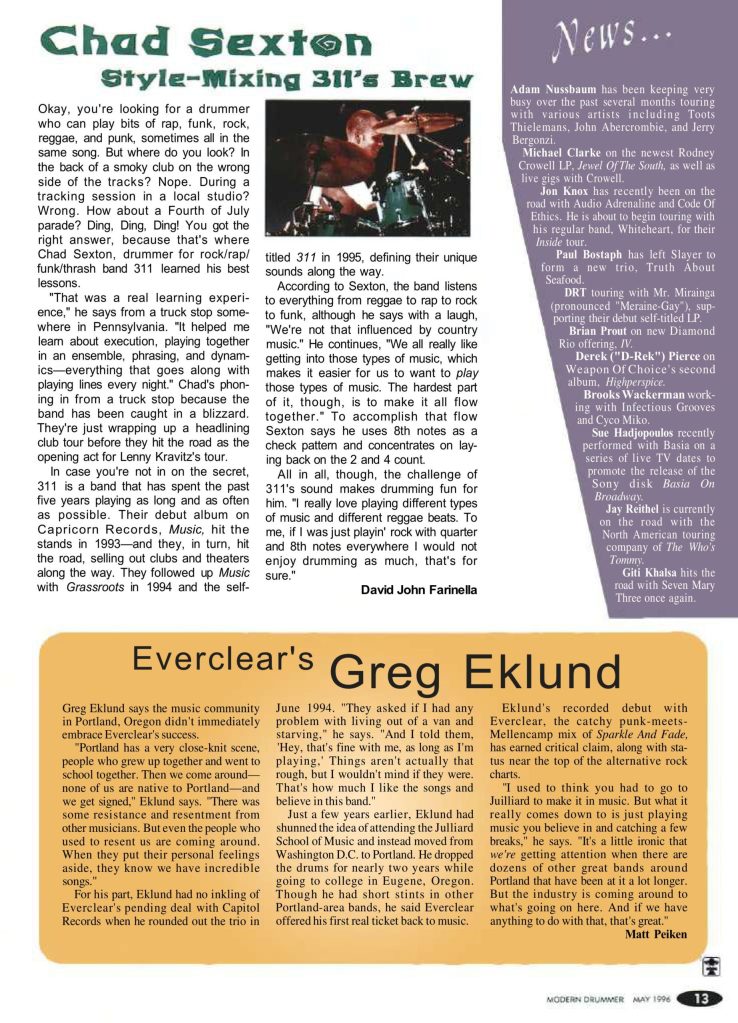 Modern Drummer: May 1996&nbsp;issue
